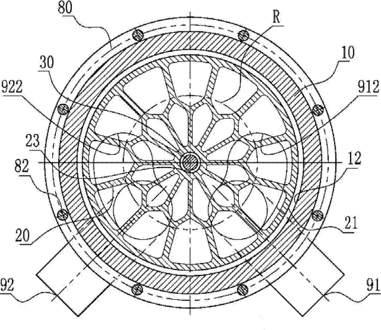 Misalignment channel autorotation hydraulic rotary piston supercharger