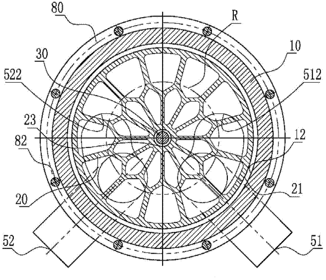 Misalignment channel autorotation hydraulic rotary piston supercharger