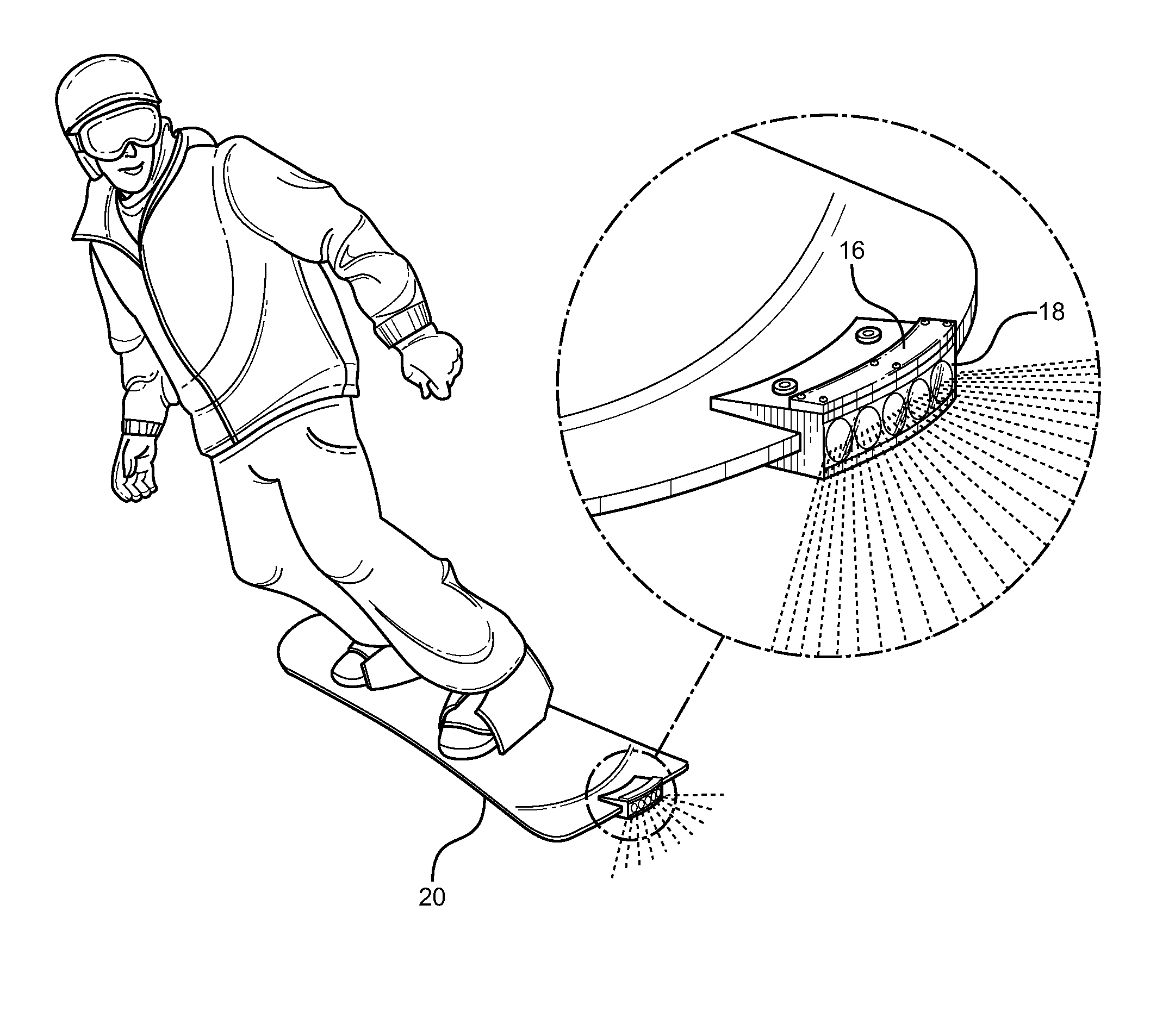 Ski or snowboard mountable light-emitting safety device