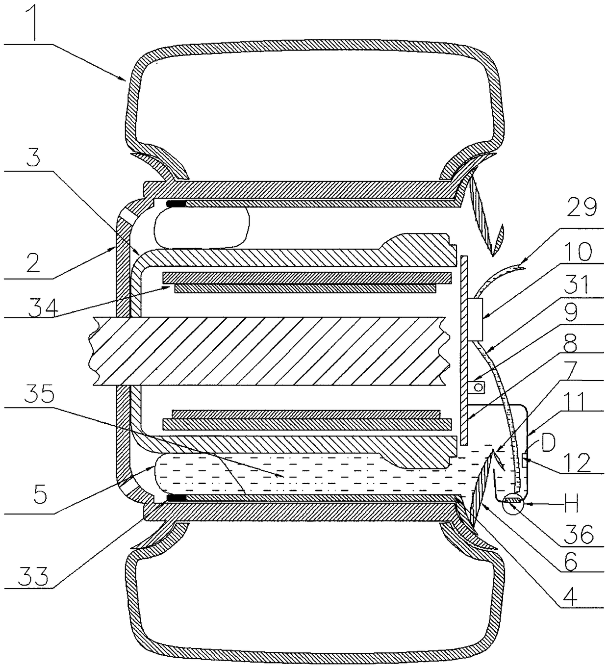 Implementation method of submerged water circulation cooling system for automobile brake drum