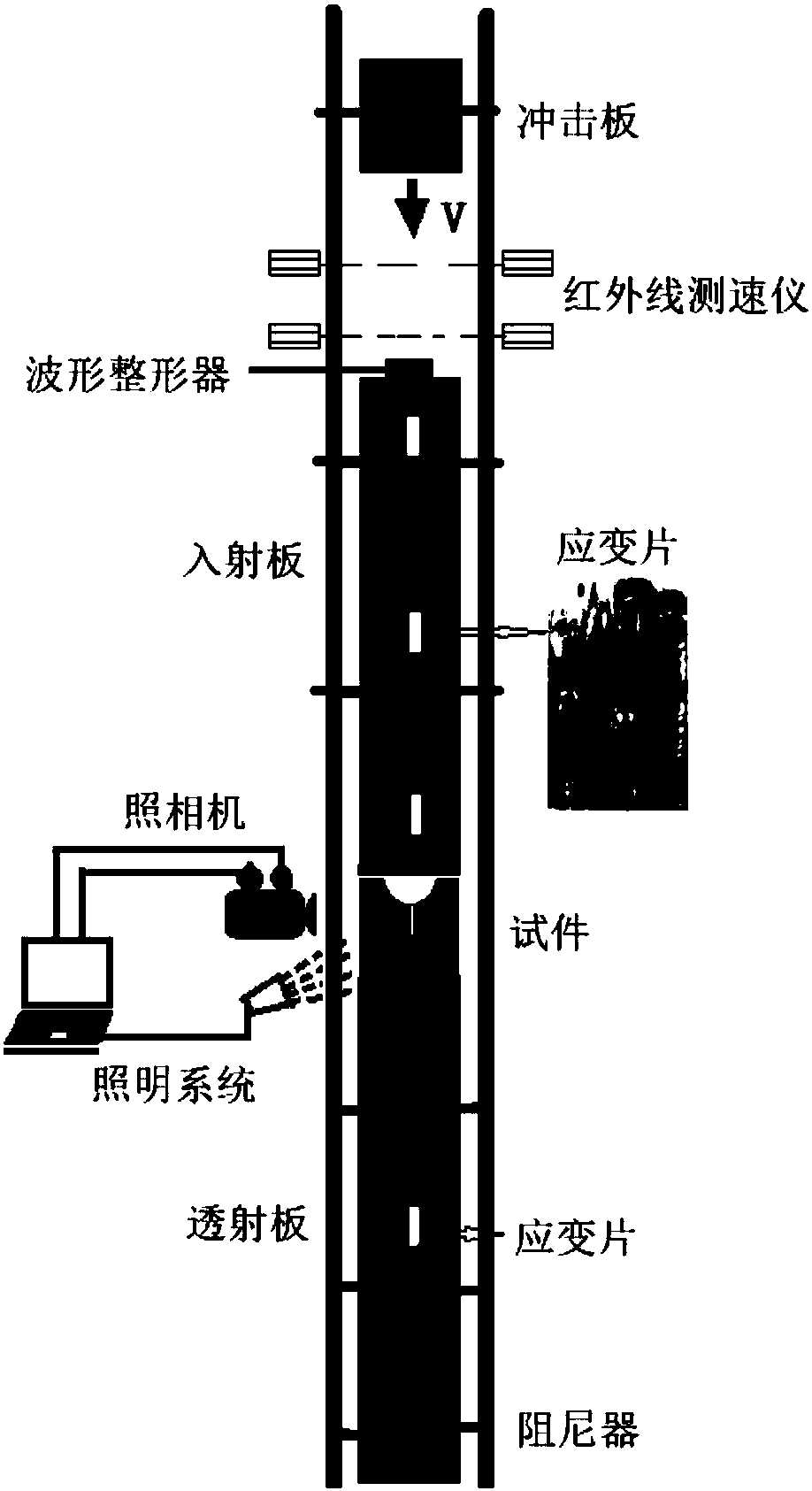 Testing method for dynamic crack arrest toughness of I-type crack under middle-low speed impact load