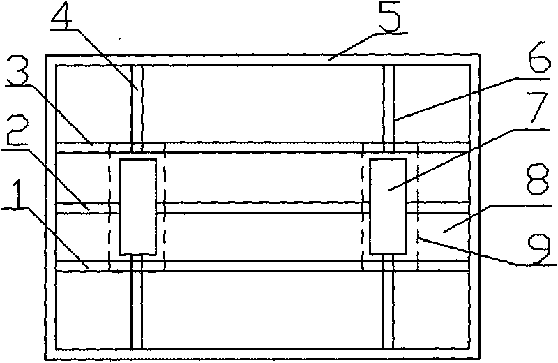 Reinforced concrete frame abutment shallow pile plate foundation under two-driveway beam type cross connecting beam