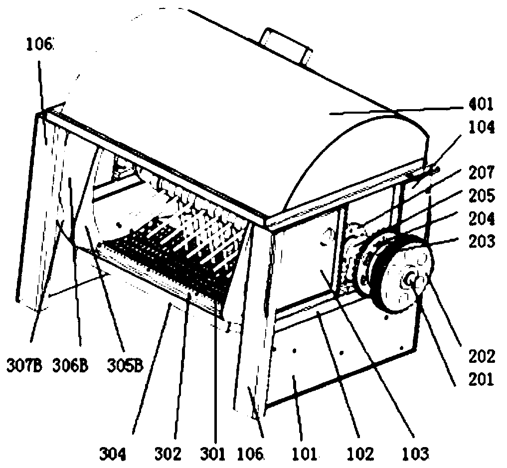 A rice combine harvester eccentric cutting flow primary separation device