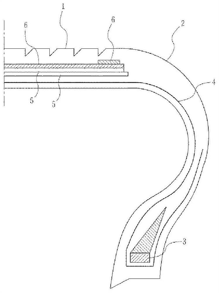 Tire comprising fabric strip