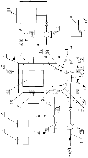 Aeration and low frequency ultrasonic wave reinforced film coagulation reaction separating device and method for producing drinking water thereby