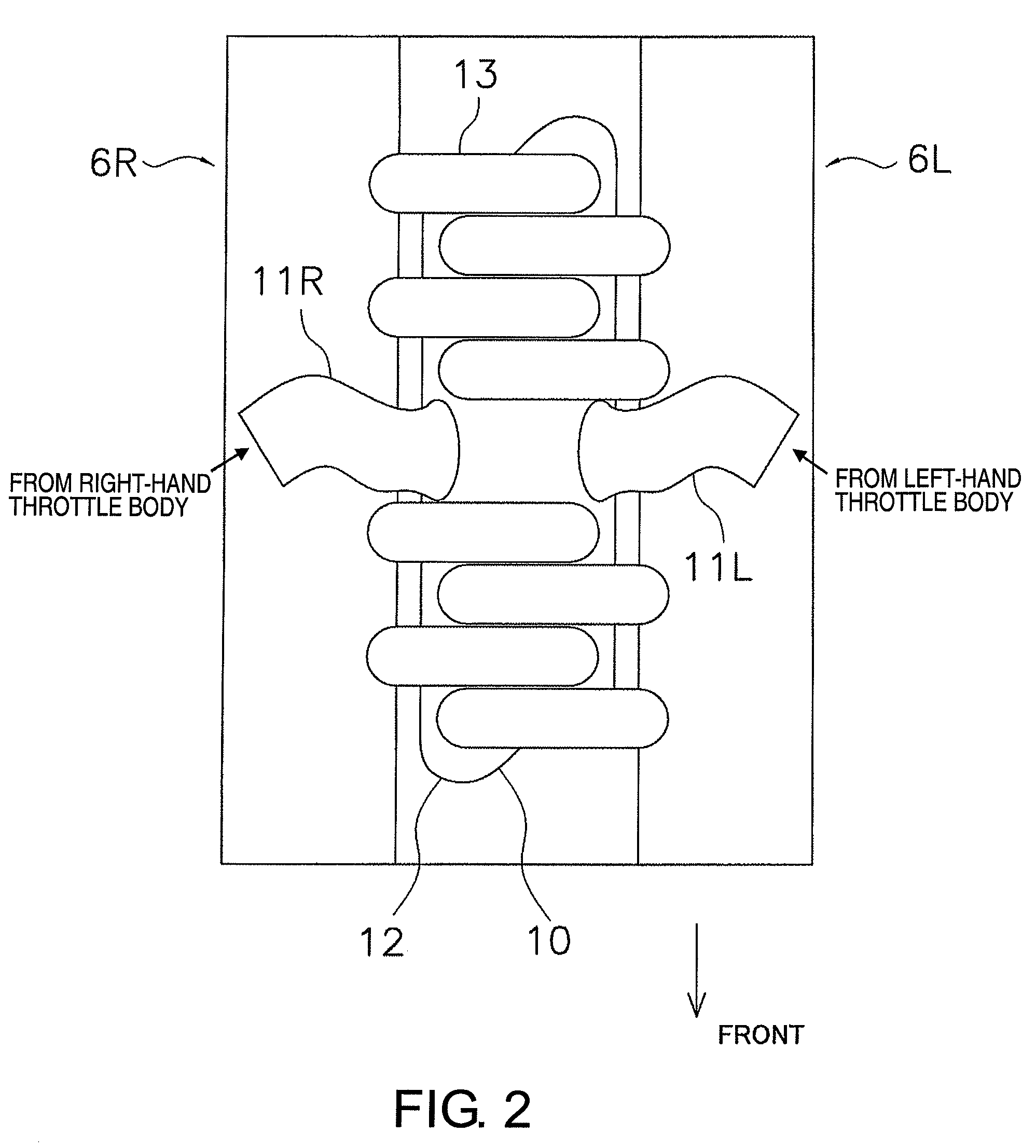 V-type engine air intake device