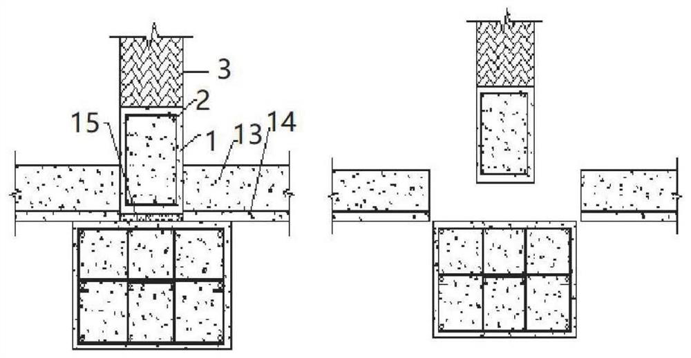 Assembly type ecological inner wall and convex foundation beam self-tapping screw aggregate connecting structure and construction method