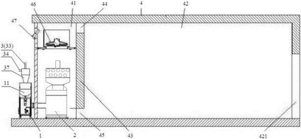 Combustion air supply system in biomass combustion furnace, combustion furnace and heating device