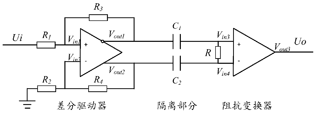 Broadband analog signal isolation circuit and method based on electric field coupling, and oscilloscope