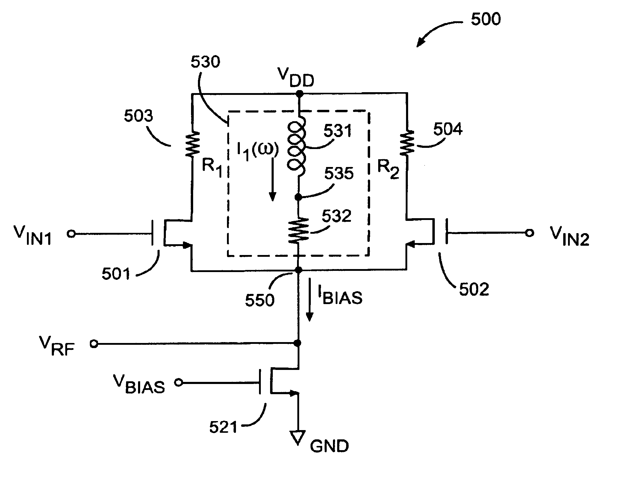 Low noise mixer circuit with improved gain