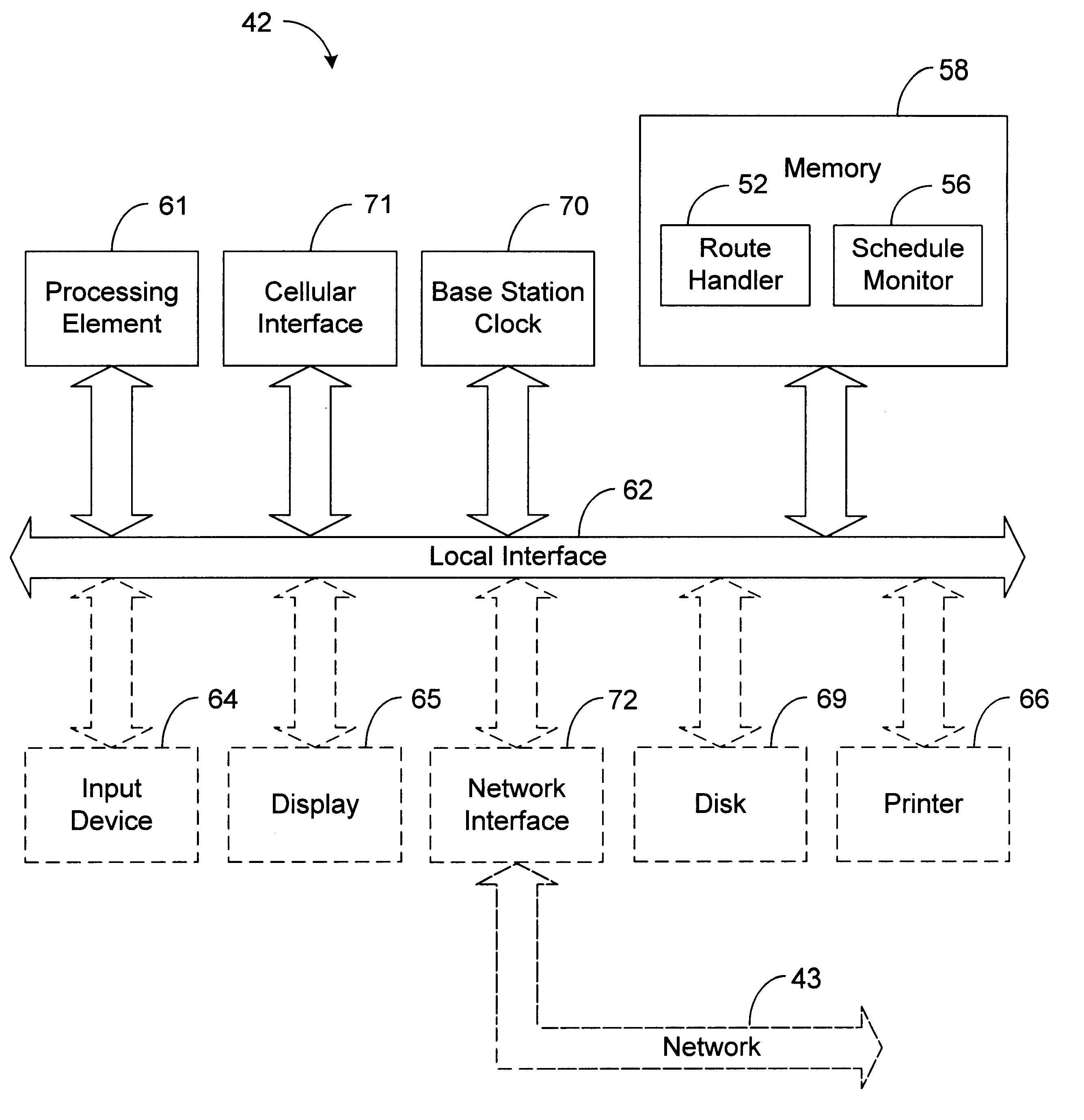 Base station system and method for monitoring travel of mobile vehicles and communicating notification messages