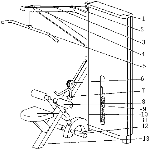 Sitting over-under position shoulder pulling fitness equipment