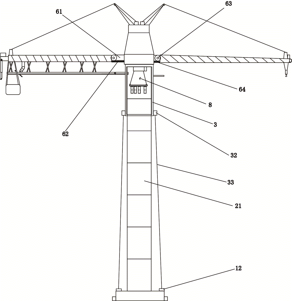 Tower crane with wind-proof structure