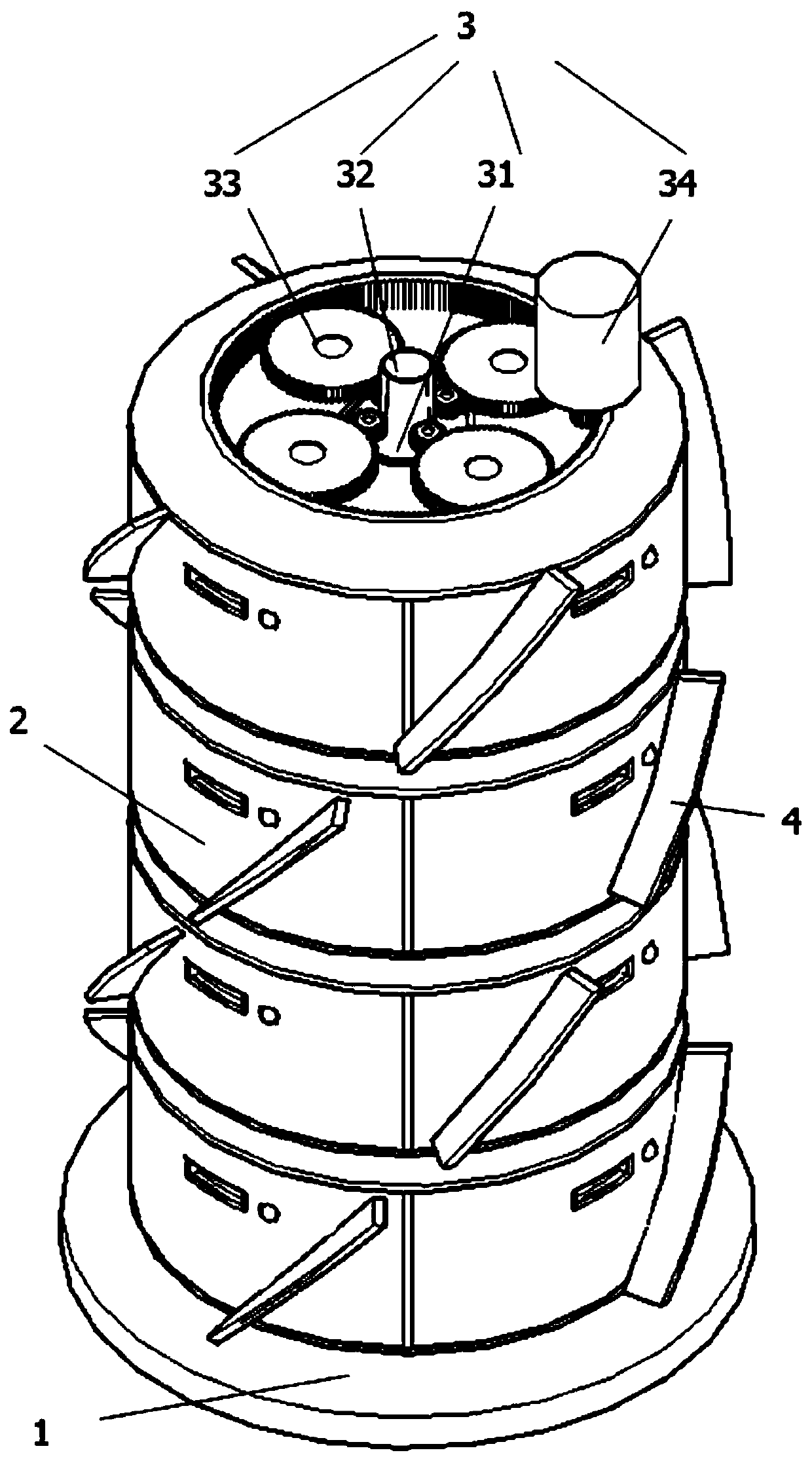 Pressure-reducing and fresh-keeping storage device of cylindrical pneumatic refrigerator