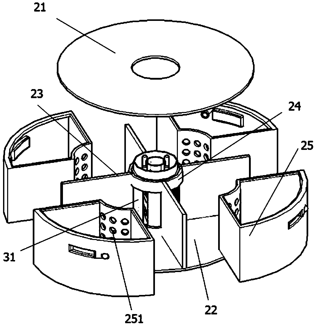 Pressure-reducing and fresh-keeping storage device of cylindrical pneumatic refrigerator