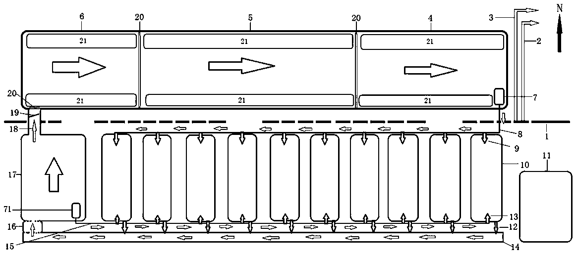 Fish and vegetable planting and breeding system and method applied to two-sided connected greenhouse and suitable for northern area