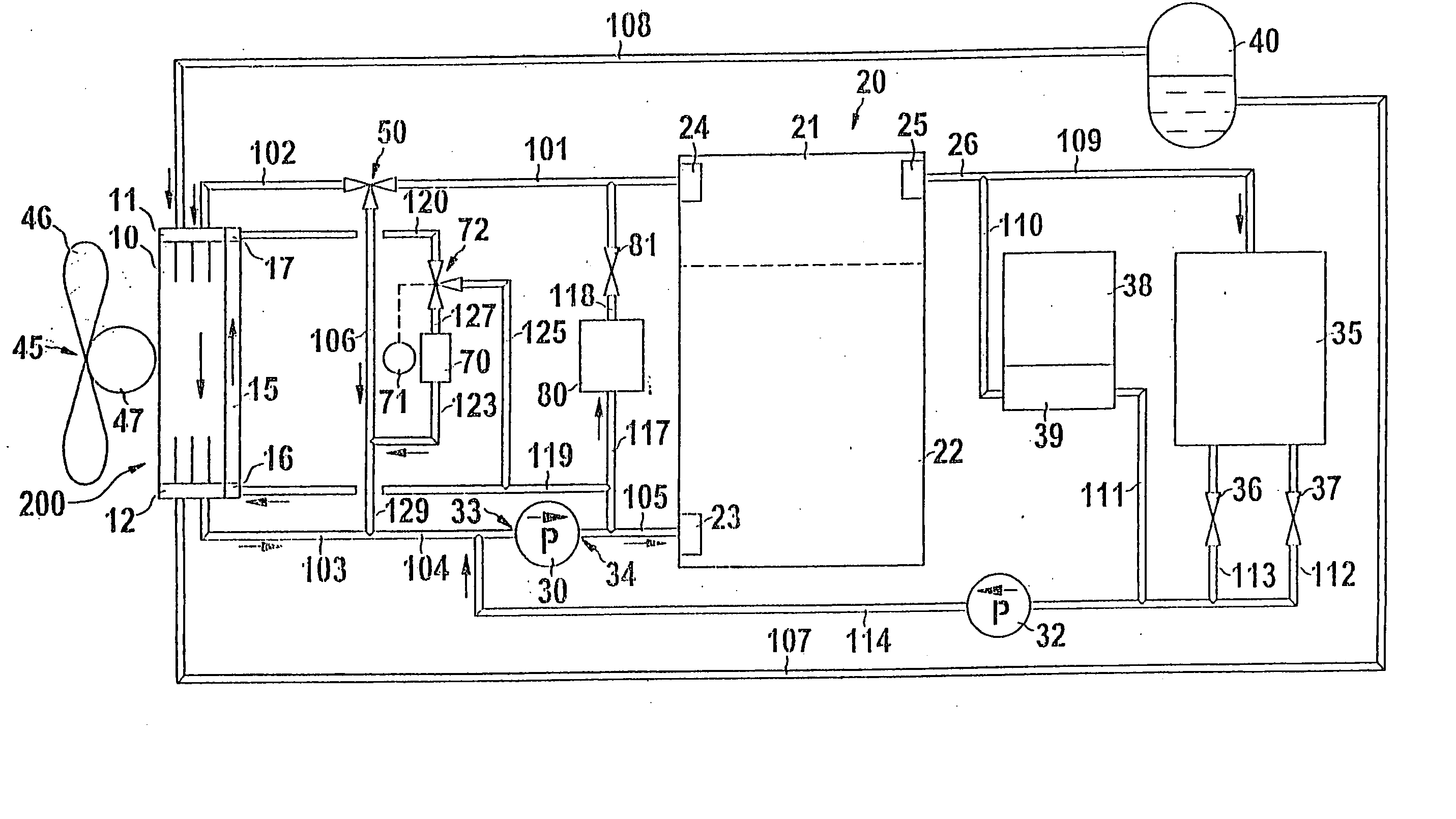 Device for cooling and heating a motor vehicle