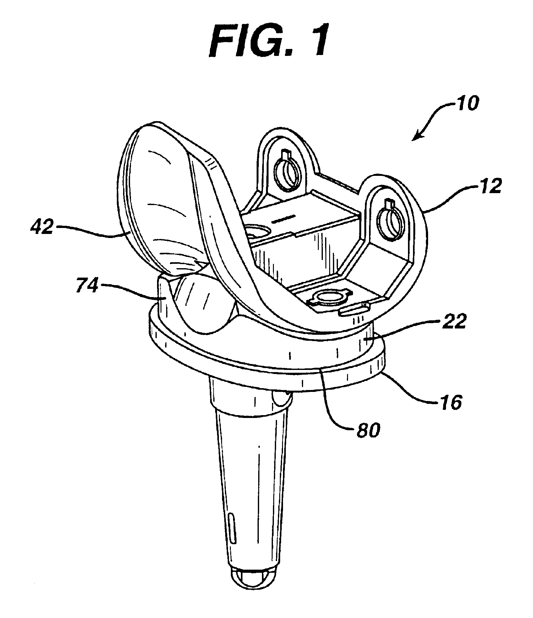 Joint replacement prosthesis component with non linear insert