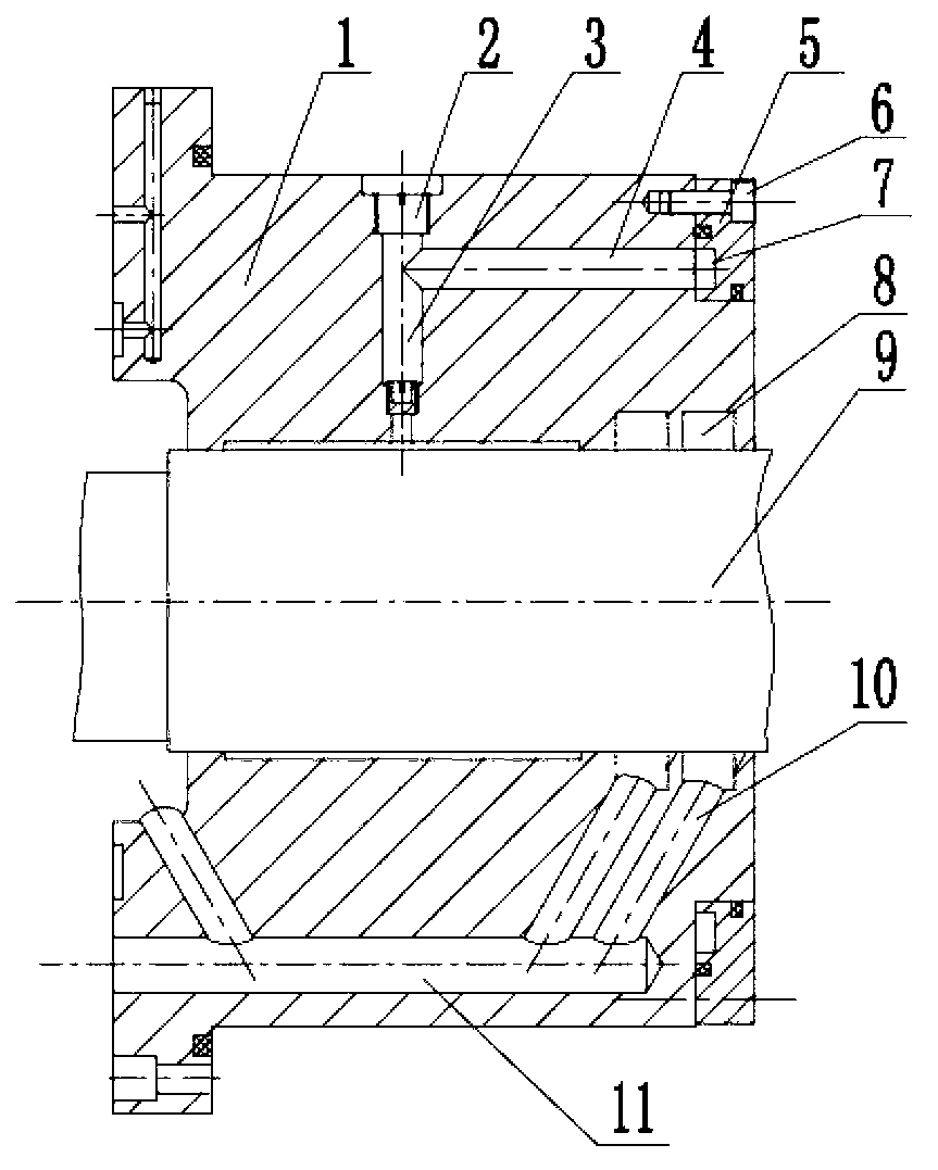 Liquid hydrostatic bearing capable of realizing oil distribution from end surface