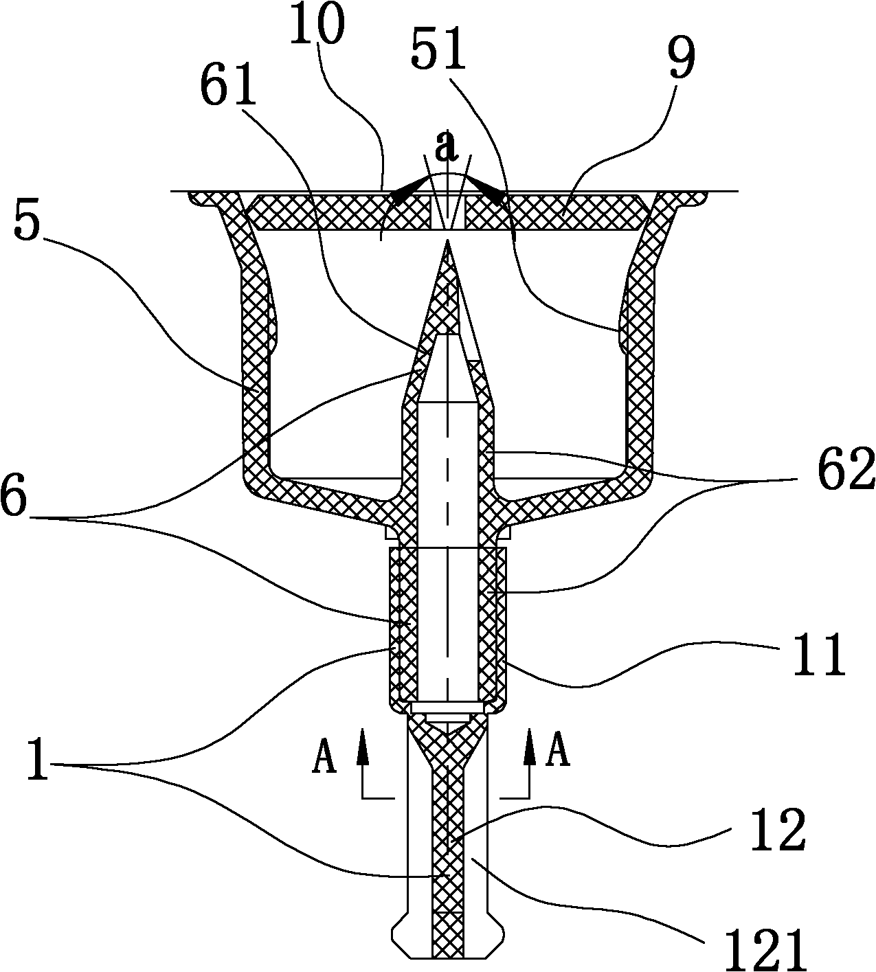 Drug-mixing connector for plastic infusion soft bag