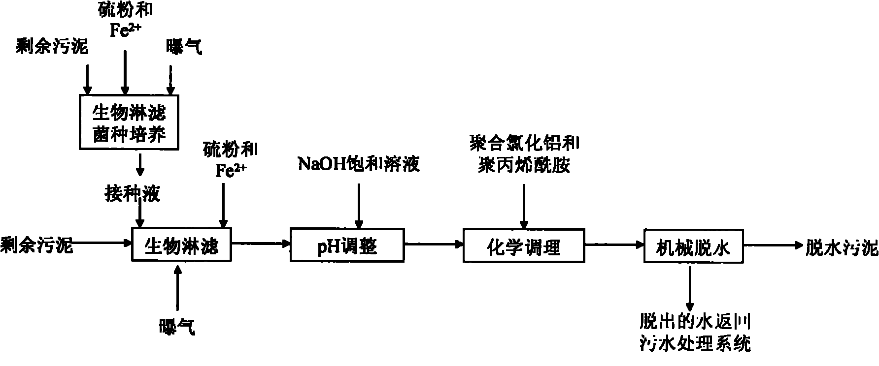 Method for improving sludge dewatering performance by combining bioleaching and dual conditioners