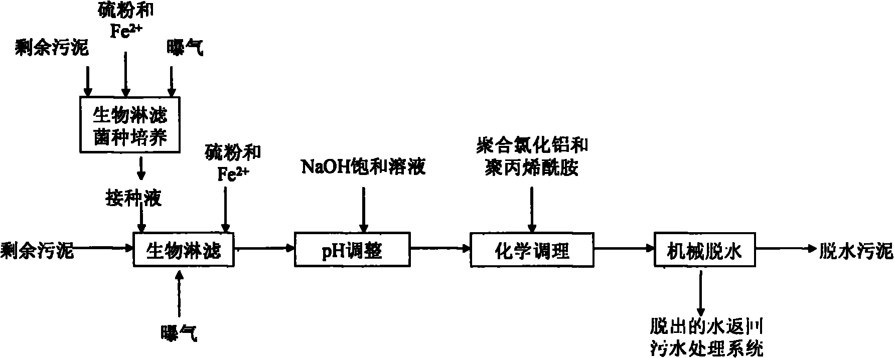 Method for improving sludge dewatering performance by combining bioleaching and dual conditioners