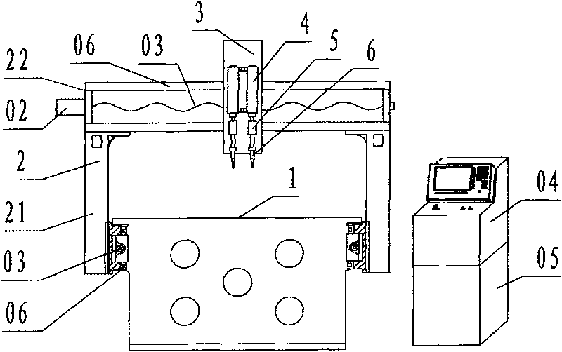 Portal frame movable type horizontal coordinate numerical control ultrasonic welding machine