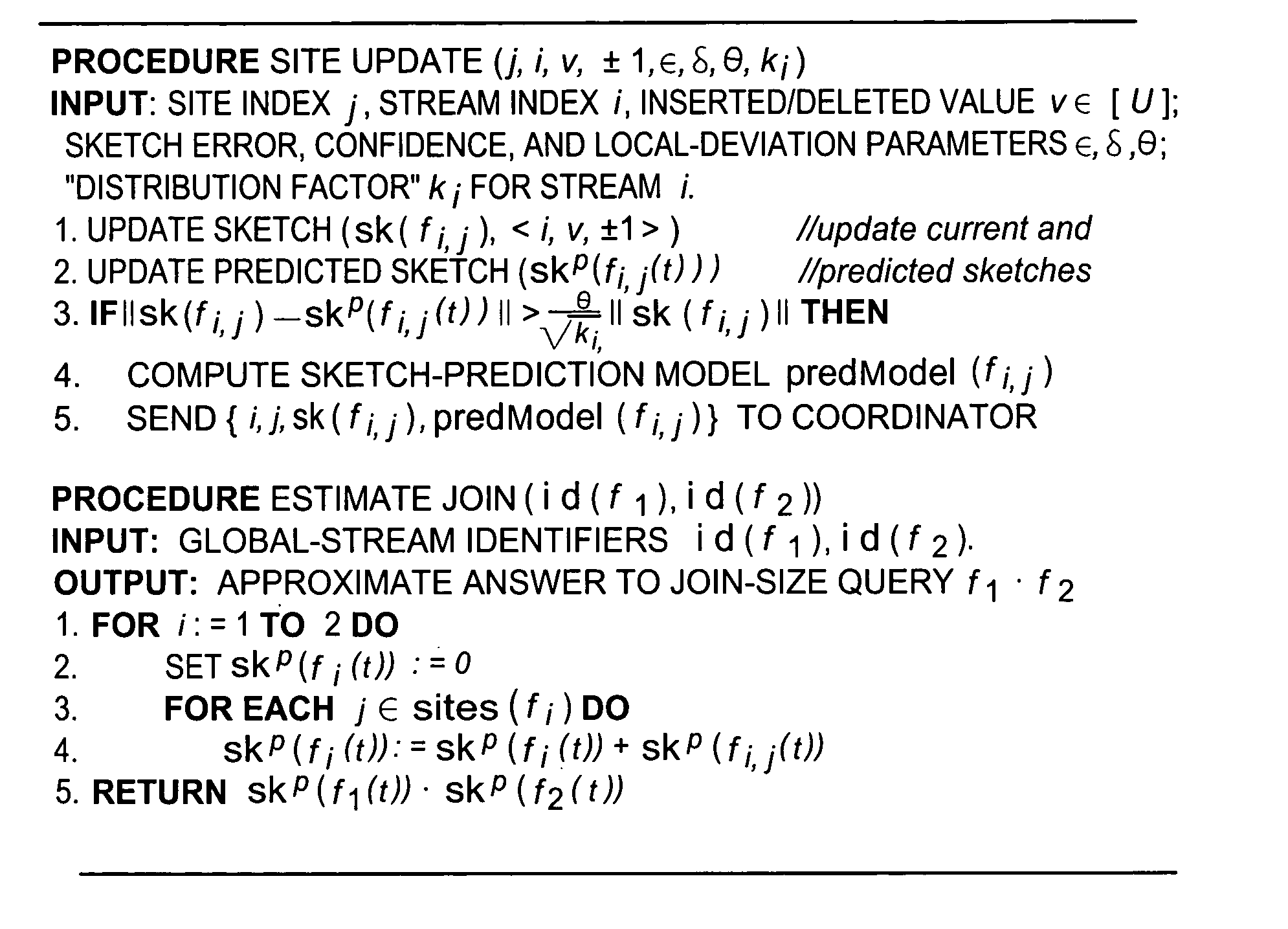 Method for distributed tracking of approximate join size and related summaries