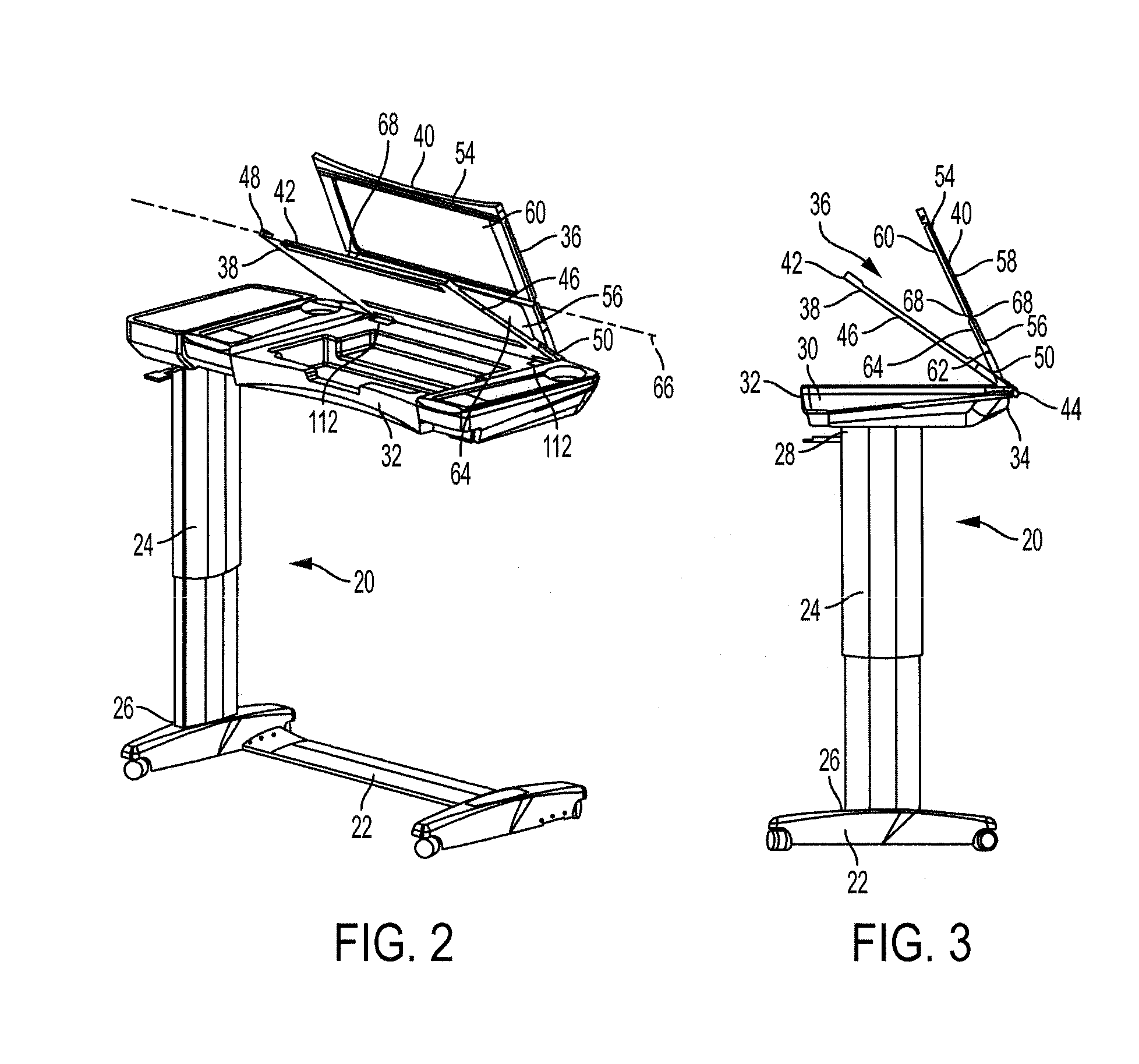 Overbed table with foldable top