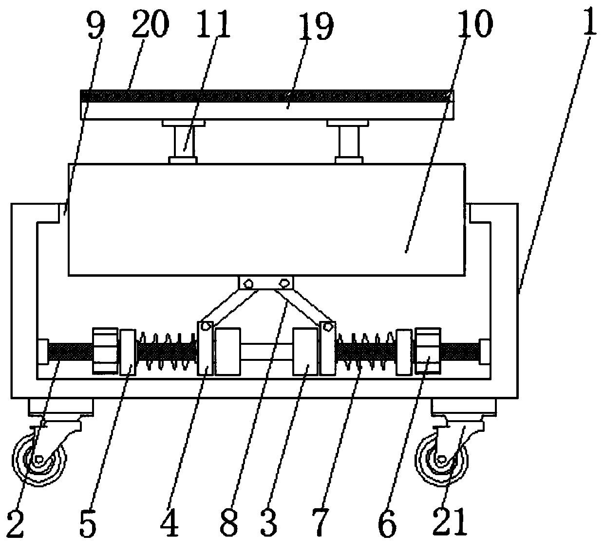 A shock-absorbing base for a large-scale mechanical equipment distribution box