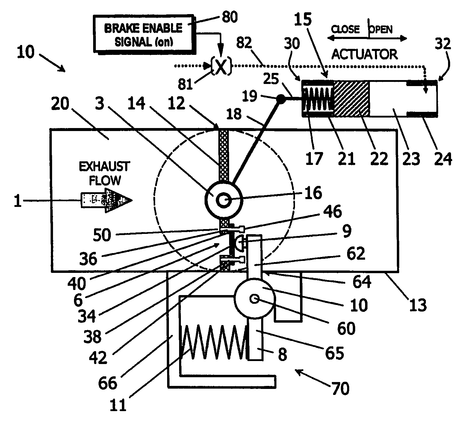 Apparatus and method for pressure relief in an exhaust brake