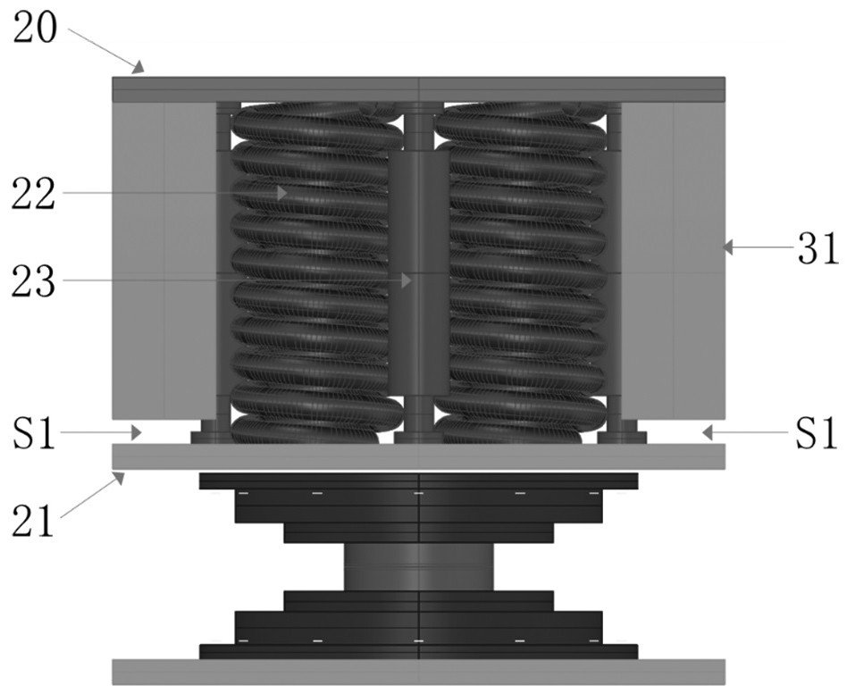 Three-dimensional vibration isolation/shock support with horizontal bidirectional and vertical deformation decoupling