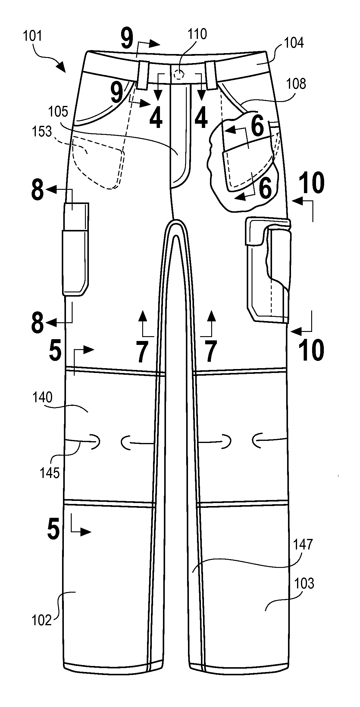 Pants configured for motor vehicle workers