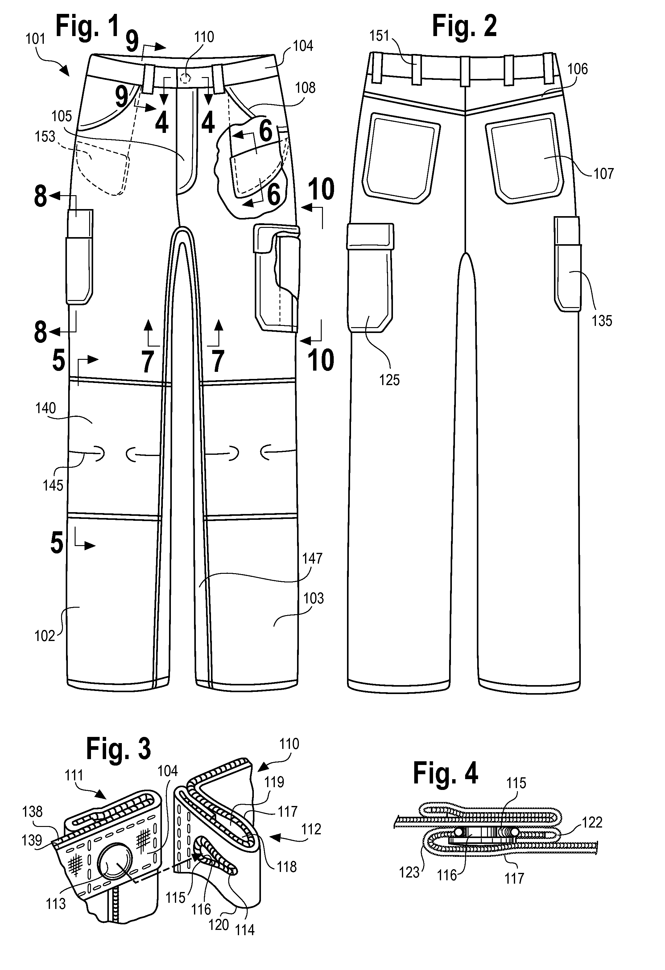 Pants configured for motor vehicle workers