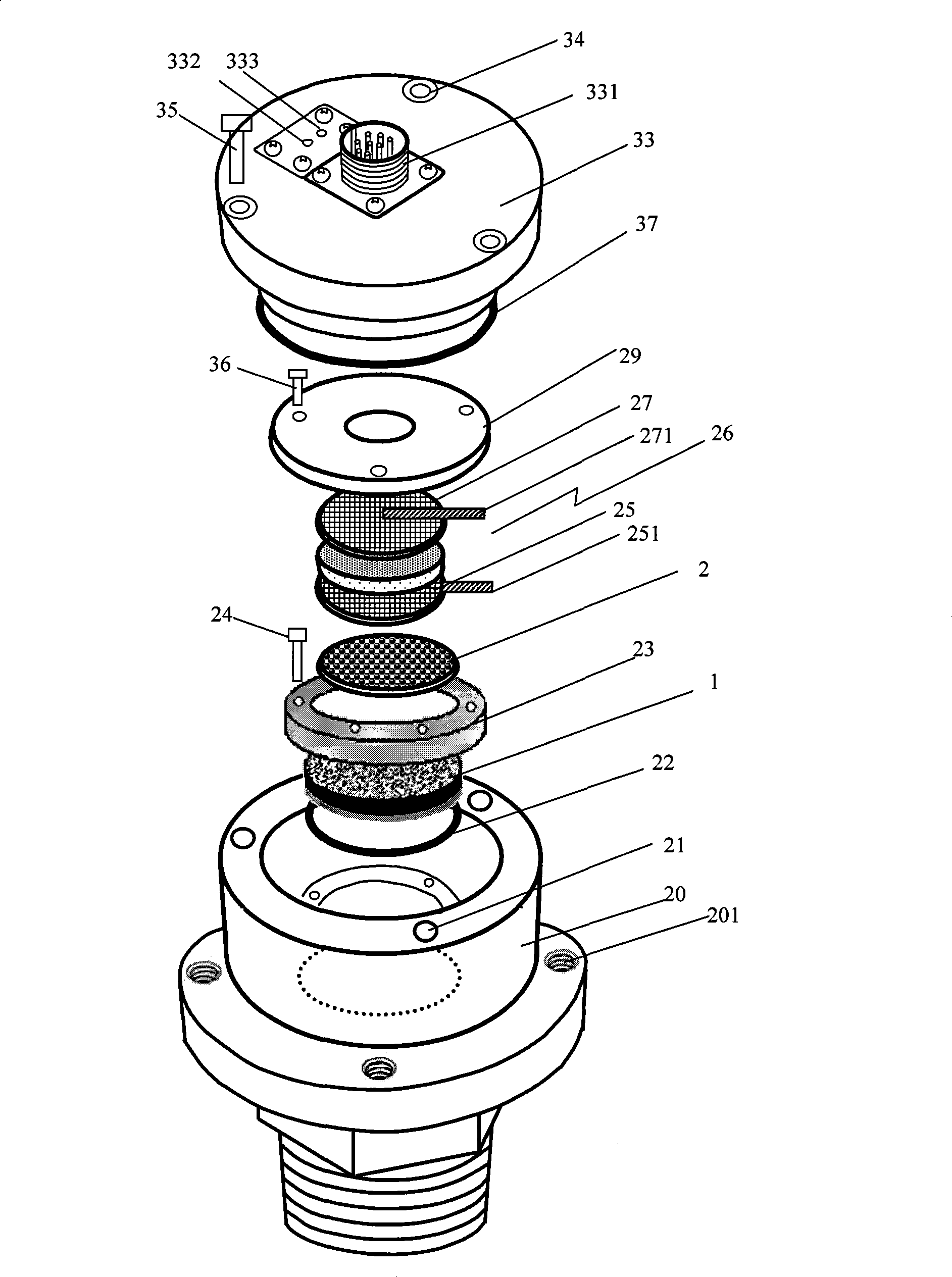 Gas sensor for monitoring gas content in insulating oil