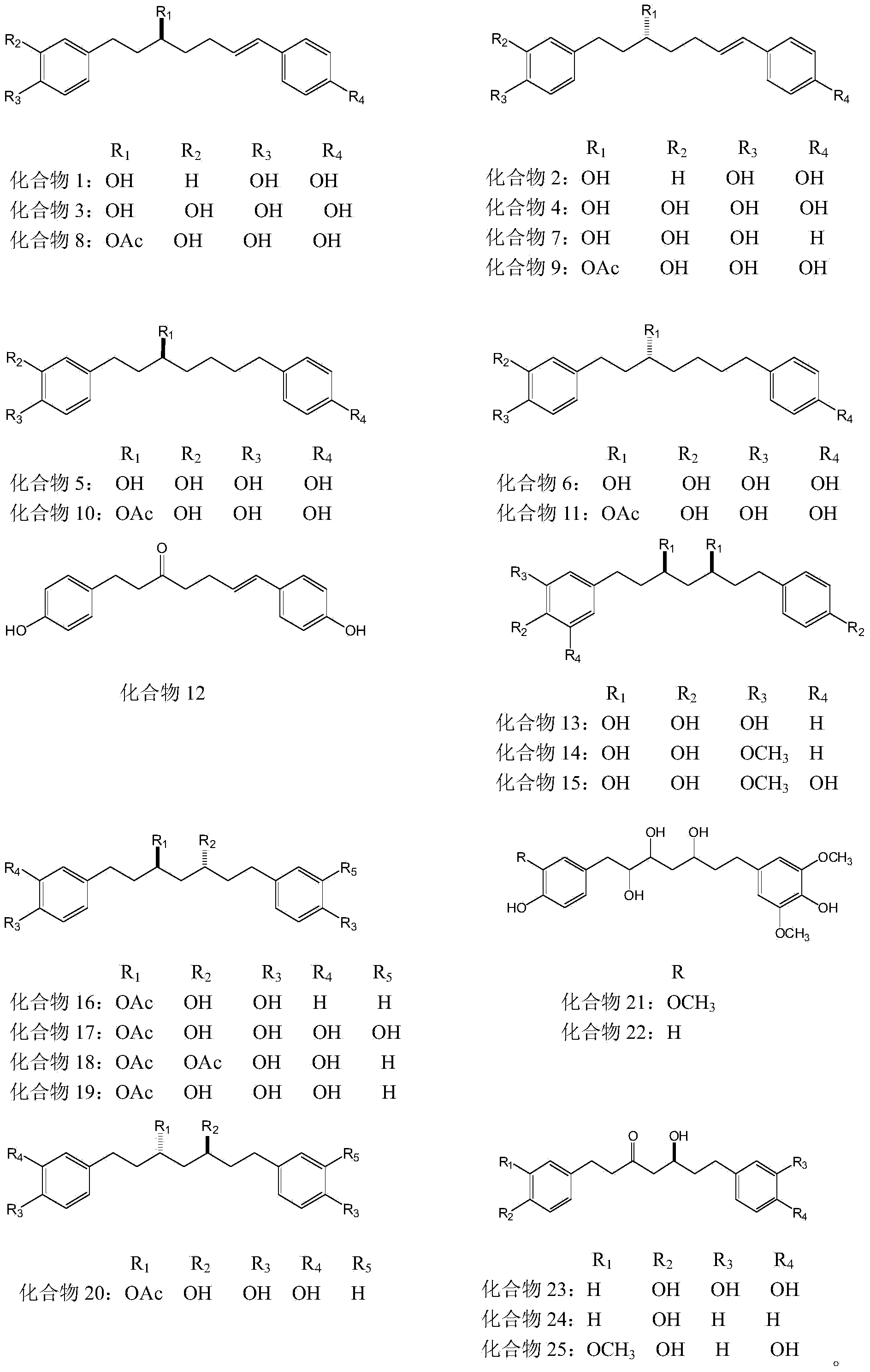 Diarylheptanoid compounds in curcuma zedoary and medicinal application thereof