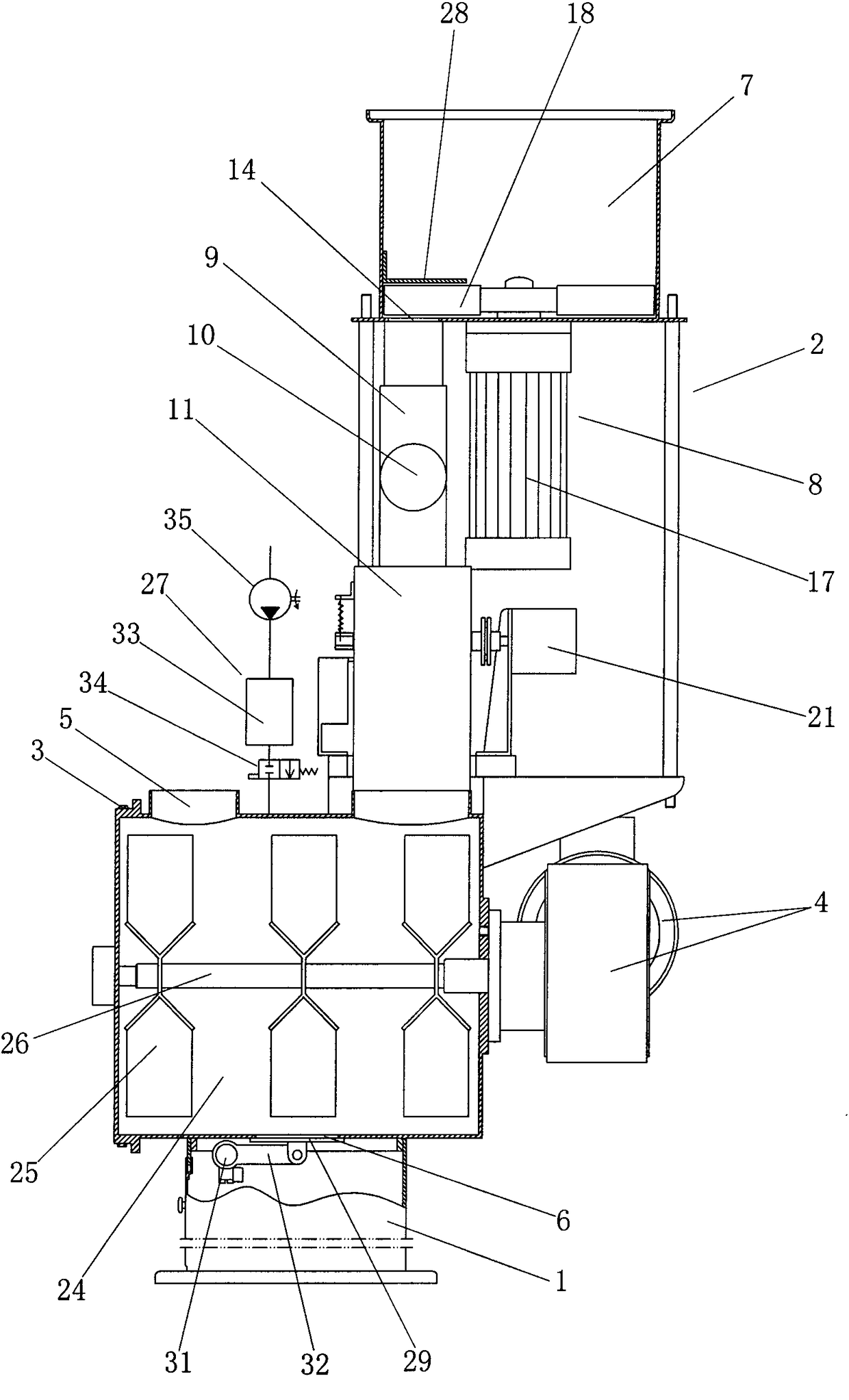 Metering, stirring and mixing device for industrial powder and granules