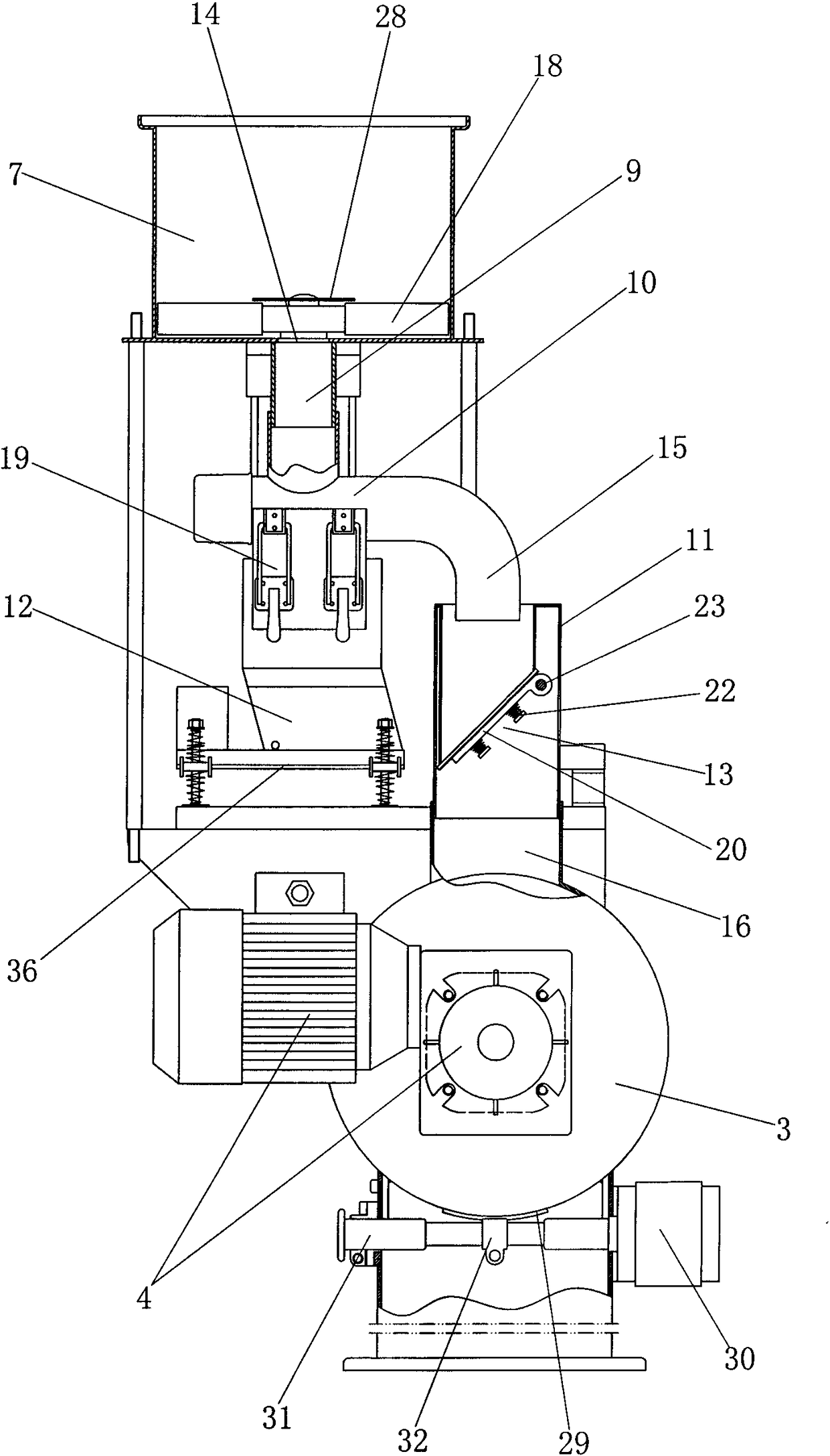 Metering, stirring and mixing device for industrial powder and granules