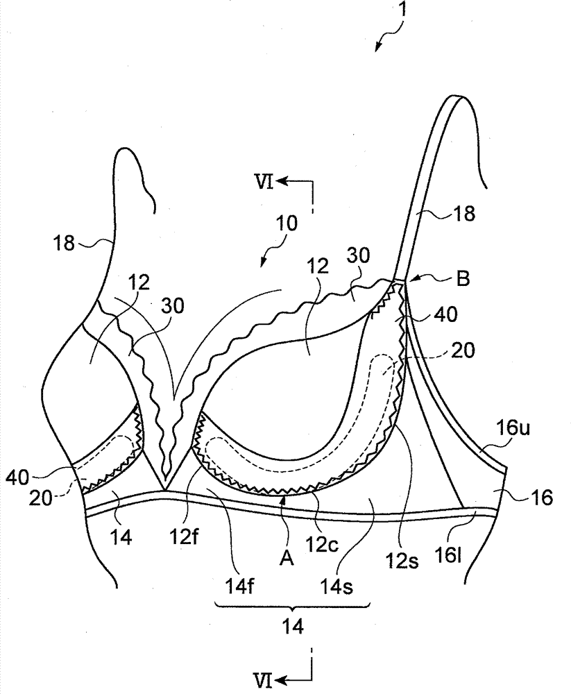 Garment having cup parts