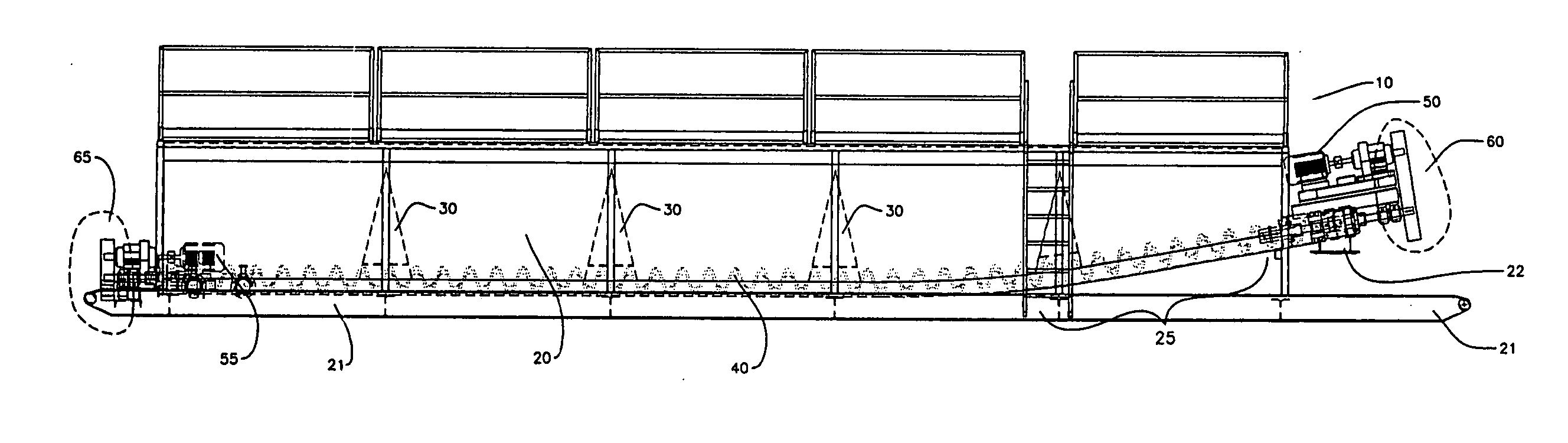 Tank having multipe screw-type transfer augers