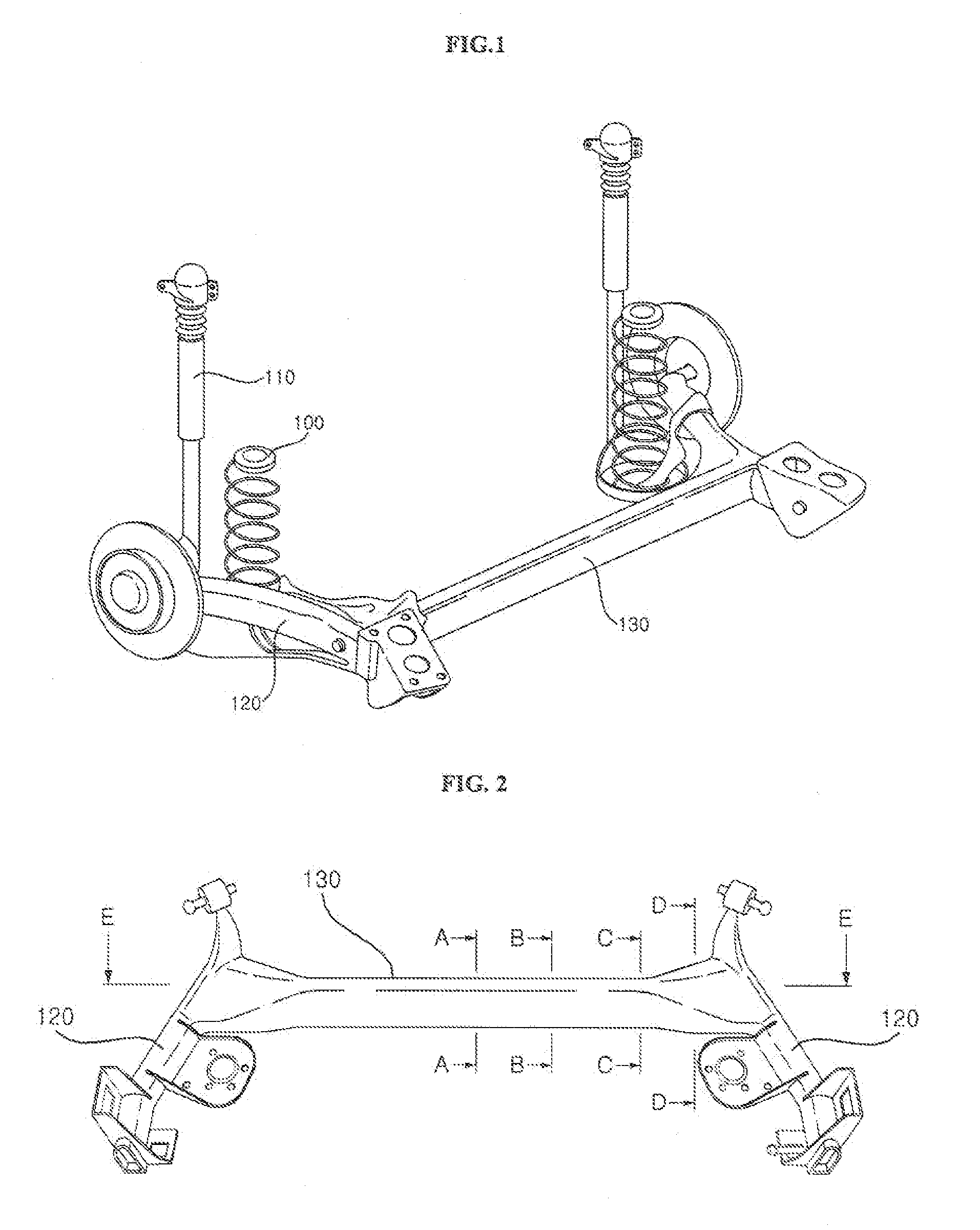 Torsion beam of suspension