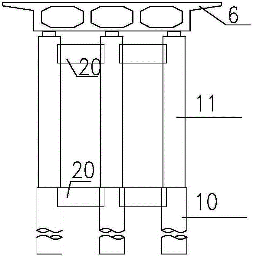 A support structure that can realize cast-in-place support structure with less support for concrete box girder of elevated approach bridge without platform