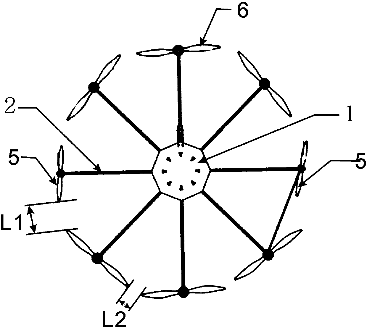 Structure and operation method of multi-axis aircraft with different propellers