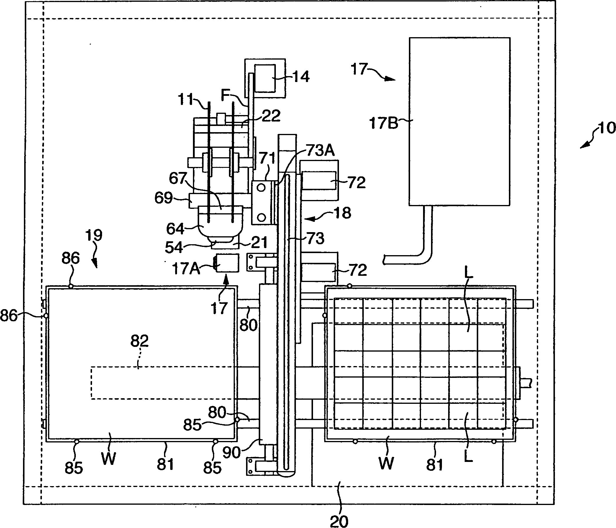 Label sticking device and label sticking method