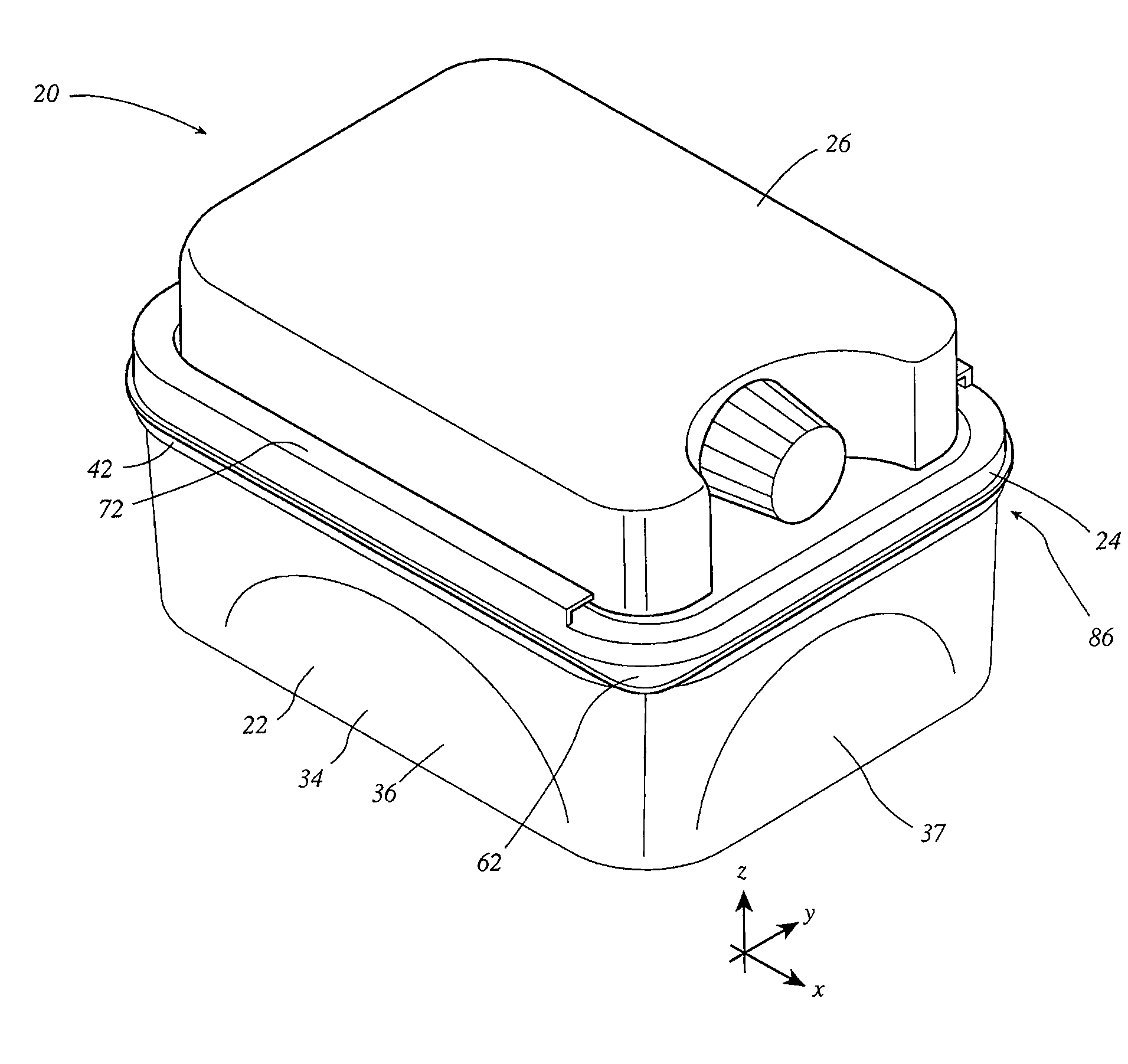 Container with thermal storage member