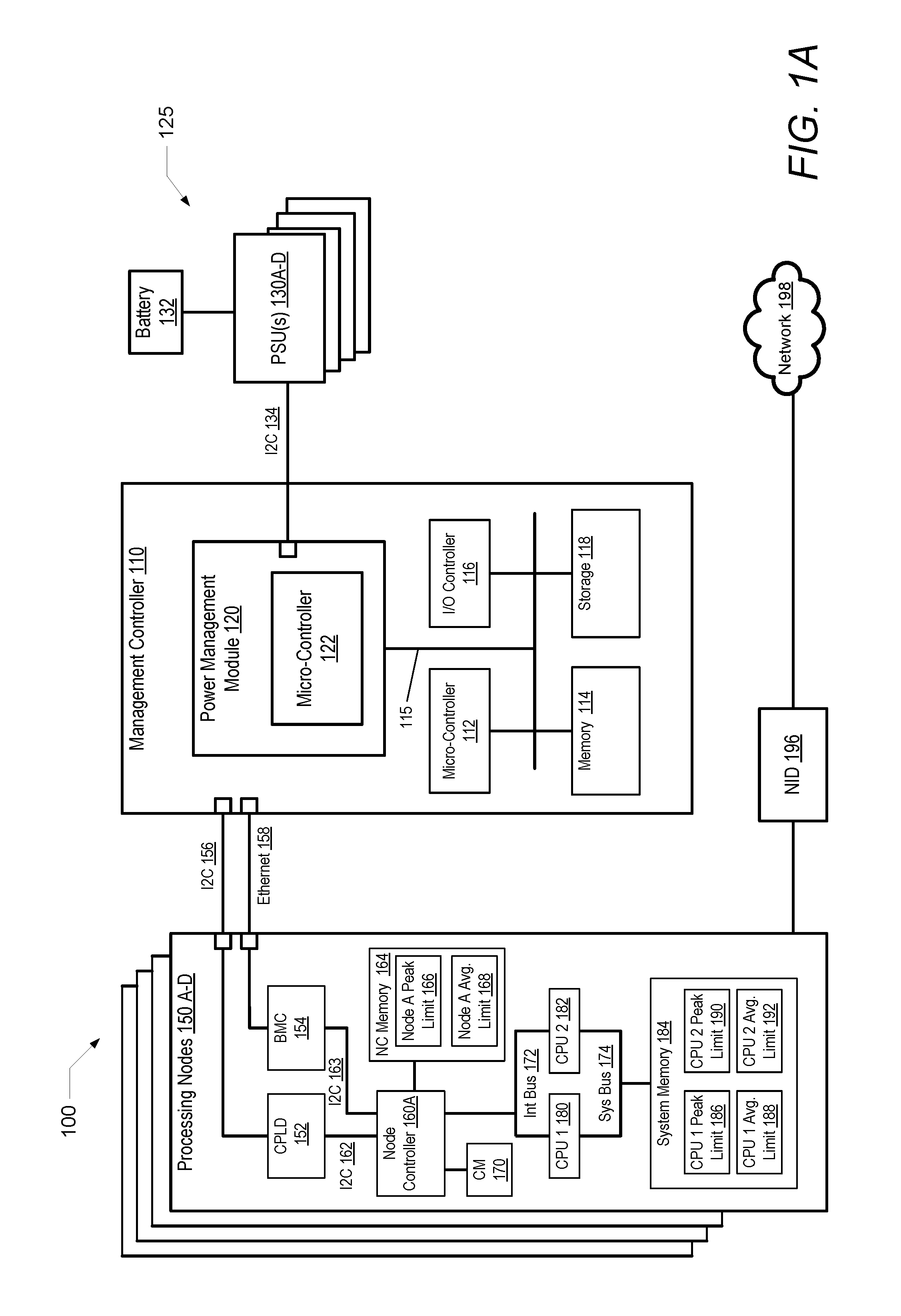 Dynamic peak power limiting to processing nodes in an information handling system