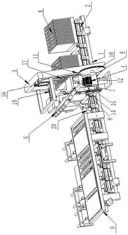 Slat automatic feeding and unloading mechanism and working method