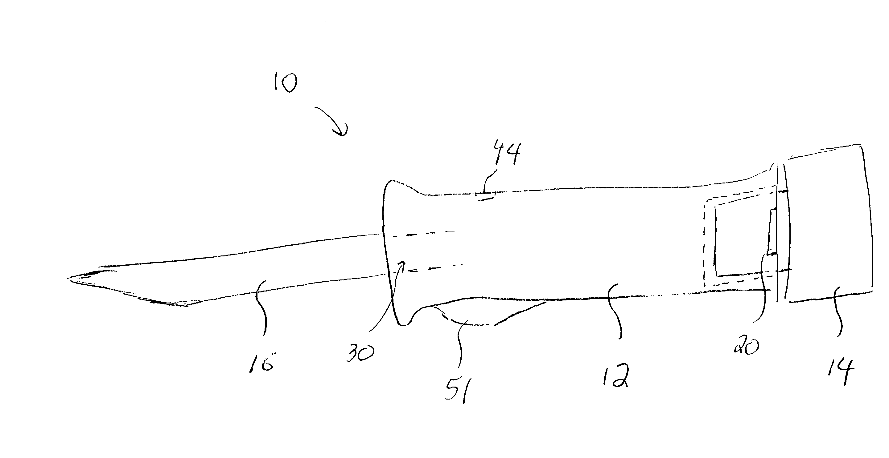 Cordless knife having an interchangeable, rechargeable battery