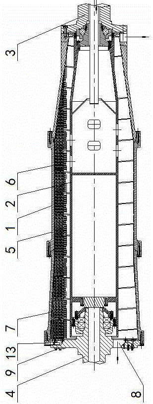 Liquid-solid-liquid three-phase horizontal screw centrifuge