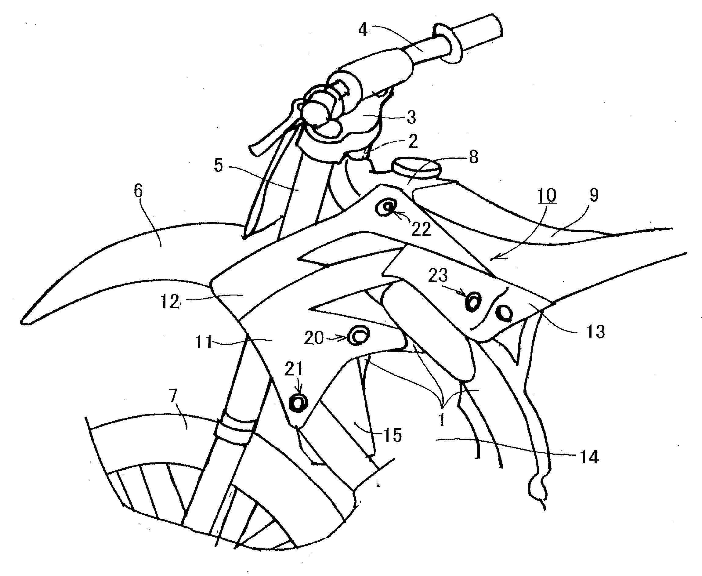 Attachment structure for resin part of motorcycle